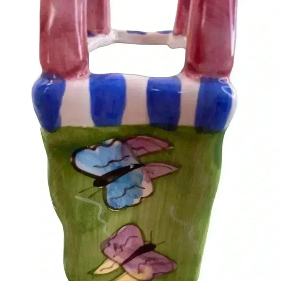 Small Porcelain Bag/Vase or Storage from BellaCasa by Ganz Butterflies - Picture 6 of 8
